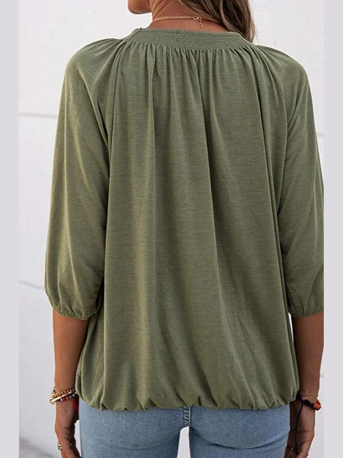Gathered Detail Round Neck T-Shirt