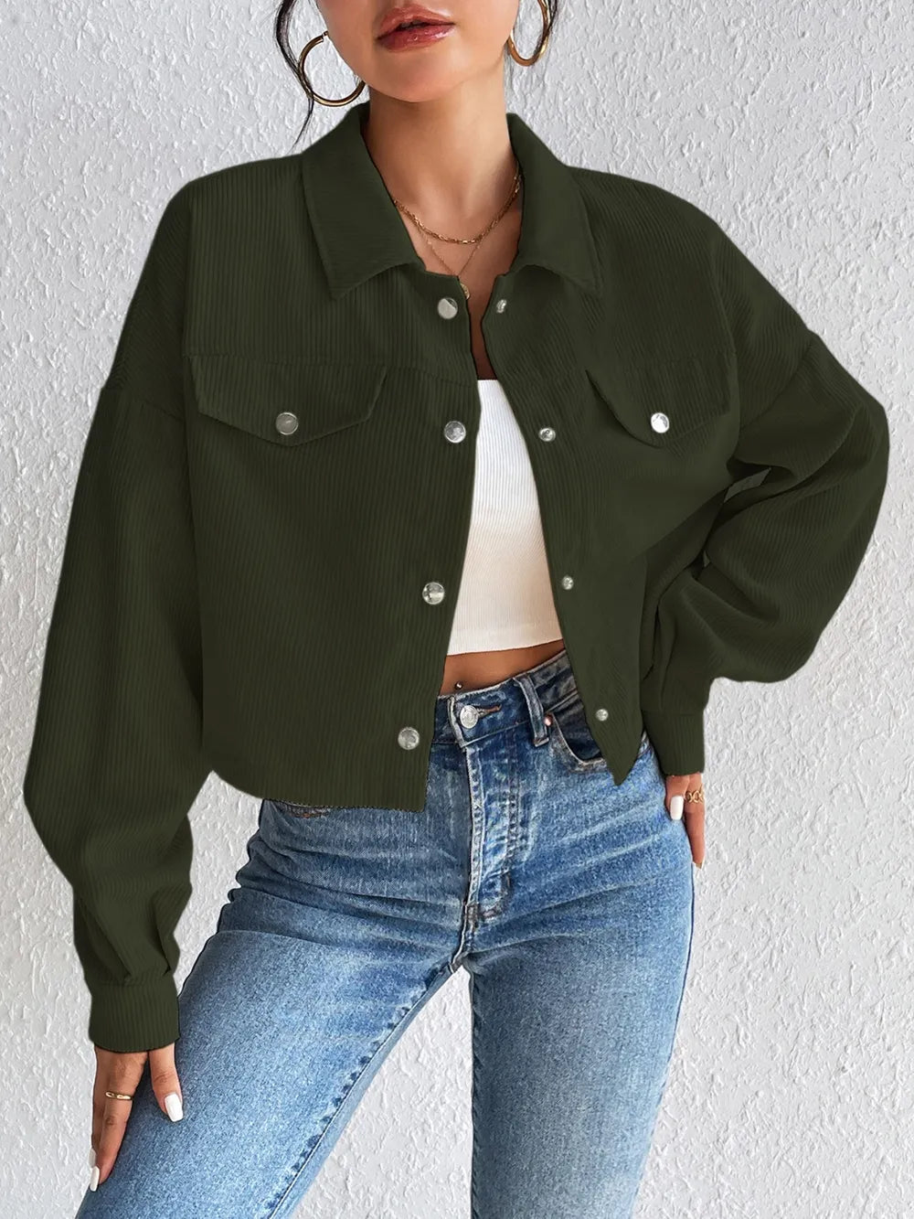 Honey Snap Down Long Sleeve Jacket nicholesgifts