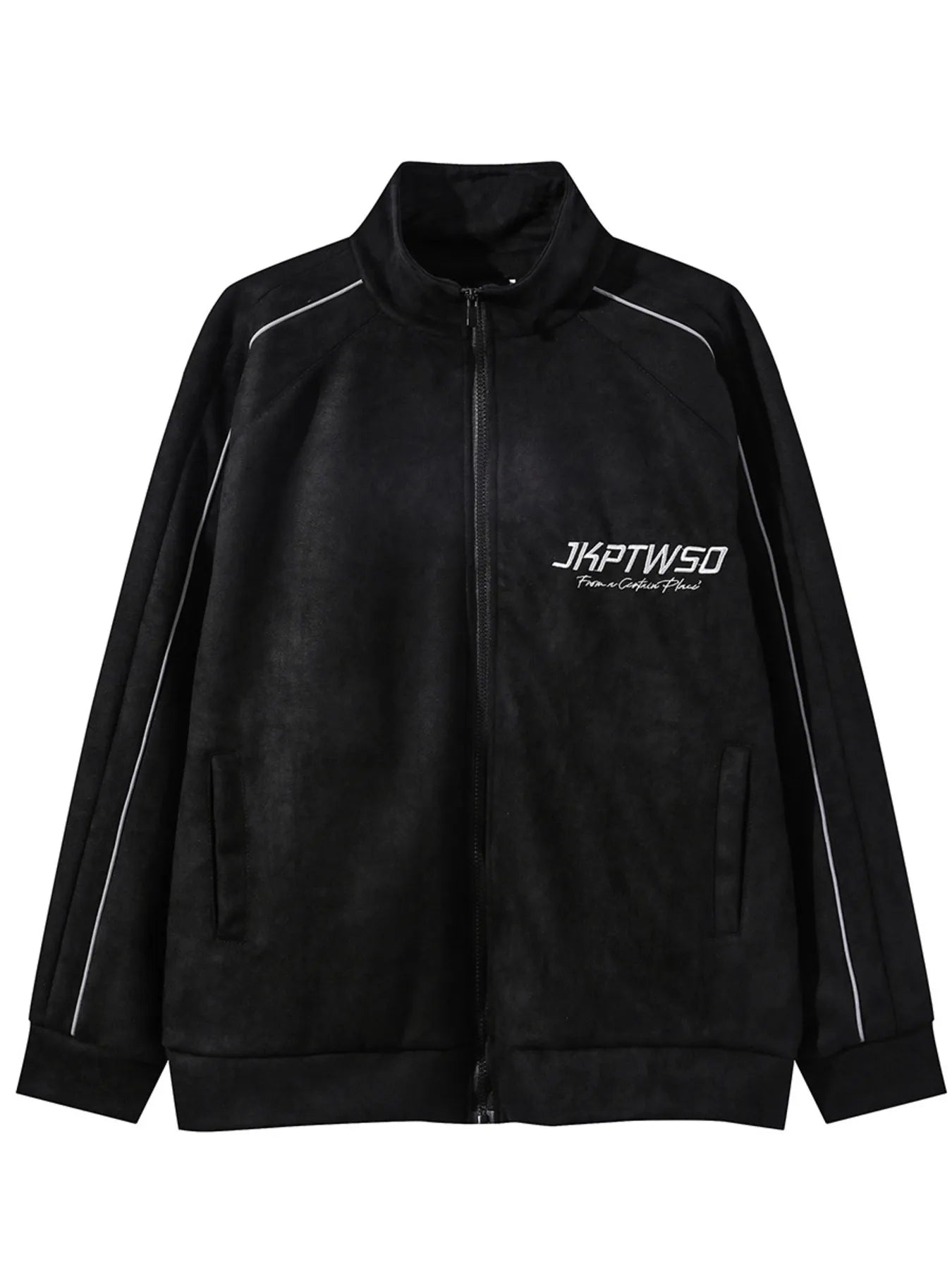 Men's Letter Graphic Track Jacket with Contrast Trim Trendsi