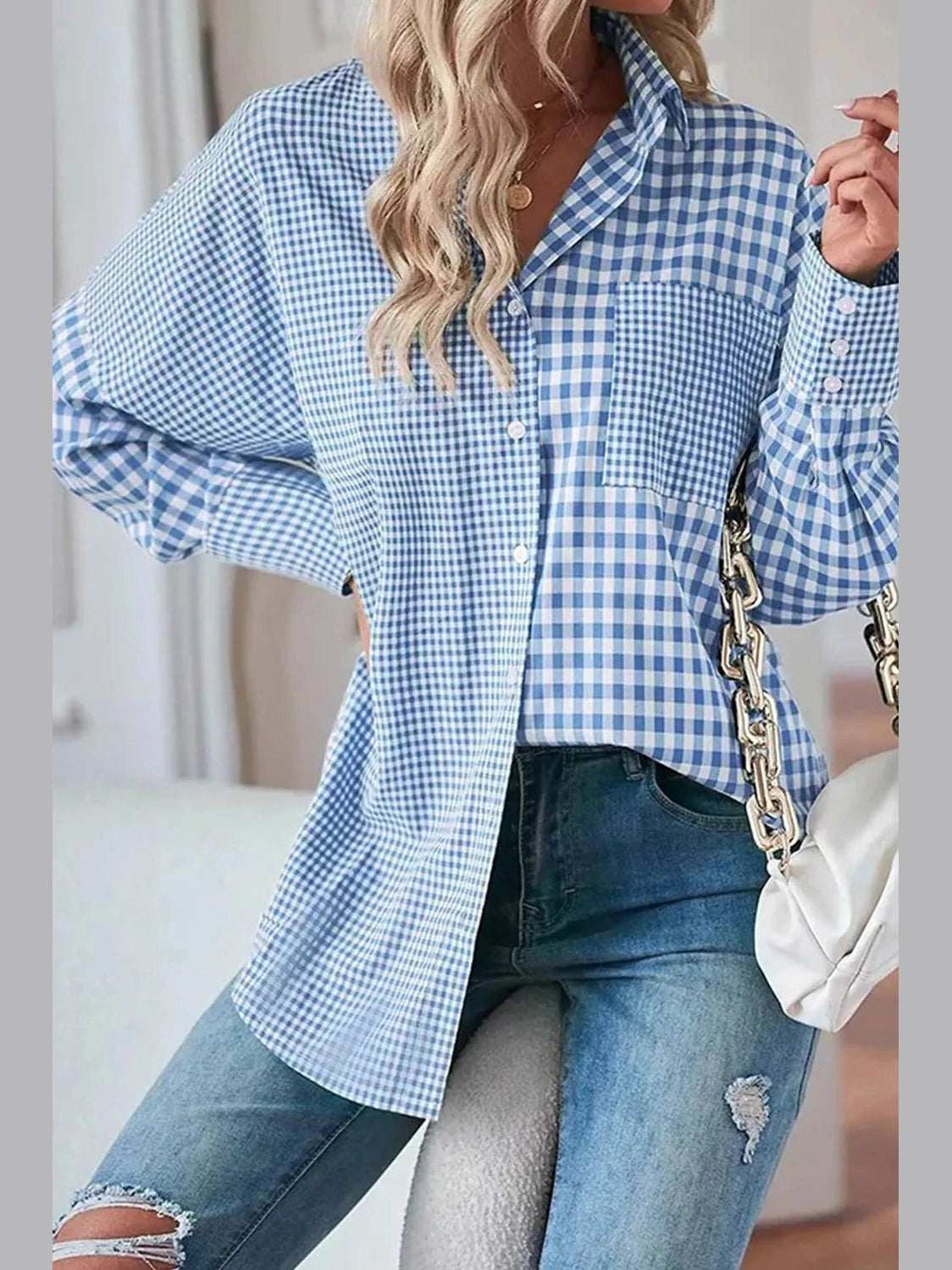 Plaid Button Up Long Sleeve Shirt Trendsi