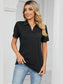 Women Johnny Collar Short Sleeve Blouse nicholesgifts