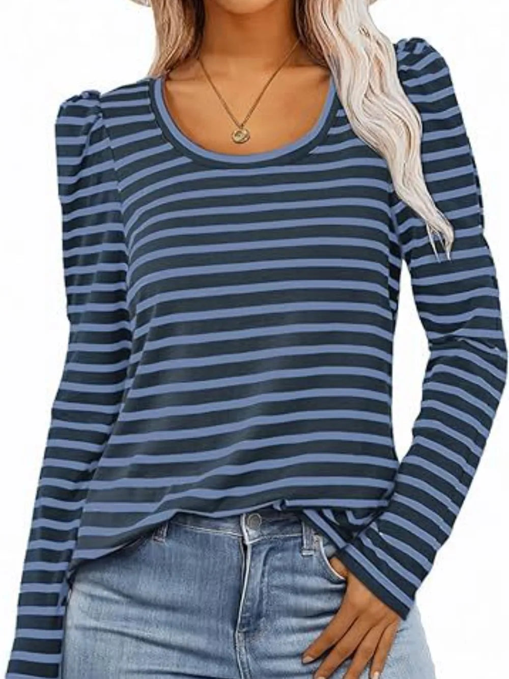 Striped Round Neck Long Sleeve T-Shirt NicholesGifts