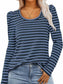 Striped Round Neck Long Sleeve T-Shirt nicholesgifts