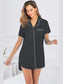 Contrast Piping Pocketed Short Sleeve Lounge Dress nicholesgifts