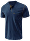 Men's Full Size Casual Henley T-Shirt with Contrast Stitching and Pocket Plus Size nicholesgifts