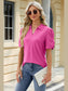 Women Eyelet Johnny Collar Puff Sleeve Blouse nicholesgifts