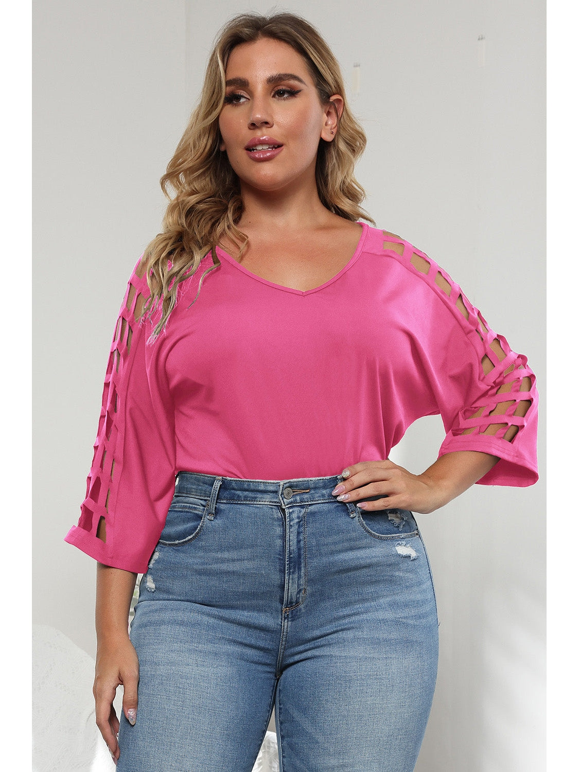 3/4 Sleeve Cutout Detail Top nicholesgifts