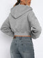 Zip Up Long Sleeve Hooded Cropped Jacket nicholesgifts