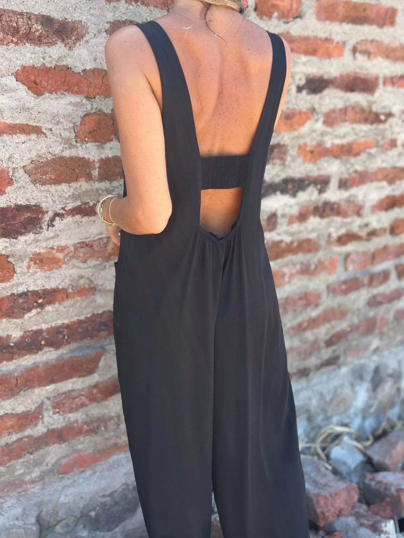 Full Size Button-Front Wide Leg Jumpsuit Plus Size nicholesgifts