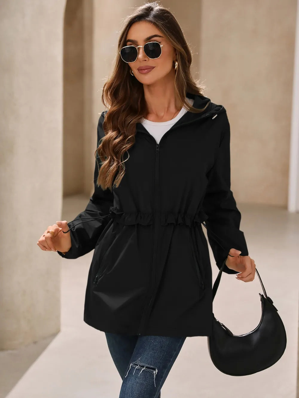 Ivy Lane Outdoor Waterproof Long Sleeve Hooded Windbreaker nicholesgifts