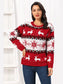 Women Reindeer Round Neck Christmas Sweater nicholesgifts