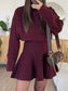 Turtleneck Dropped Shoulder Sweater and Skirt Set nicholesgifts