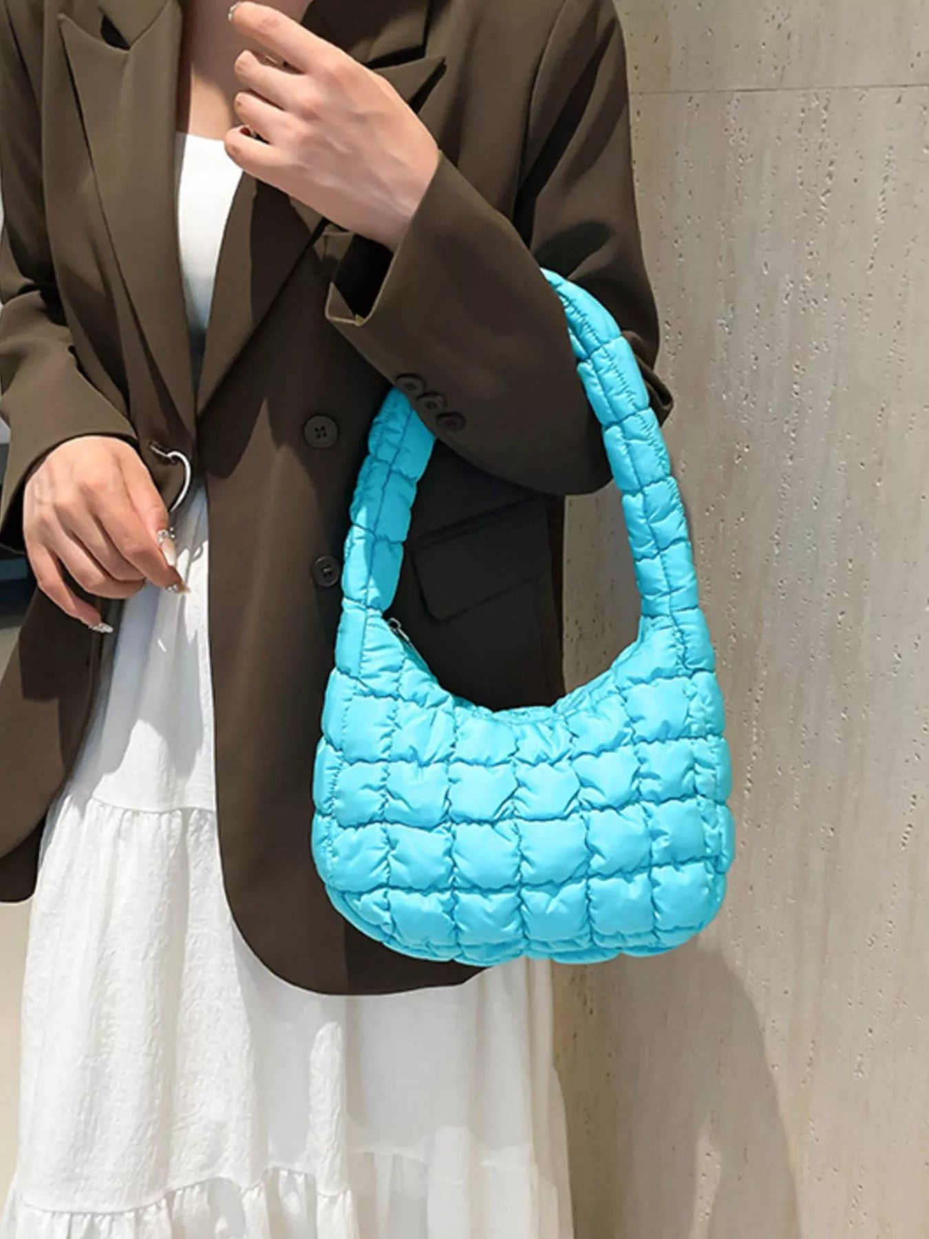 Quilted Ruched Shoulder Bag nicholesgifts