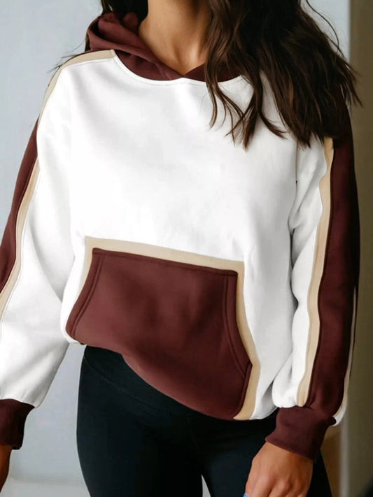 Color Block Patchwork Hooded Sweatshirt nicholesgifts