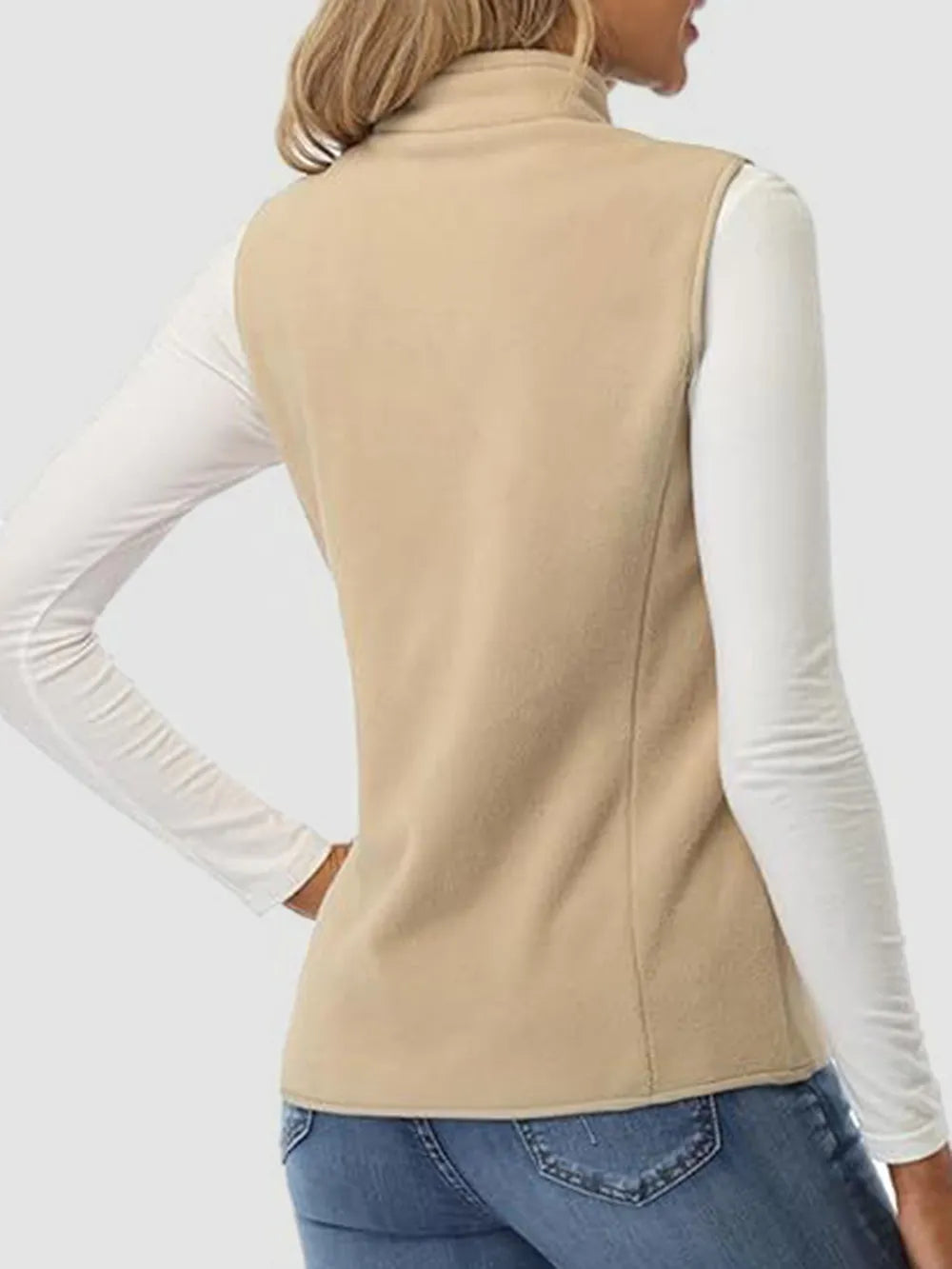 Zip Up Turtleneck Vest with Pockets nicholesgifts