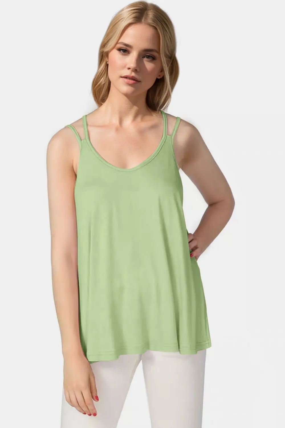 Basic Bae Bamboo Scoop Neck Double Spaghetti Straps Cami NicholesGifts
