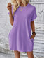 Women Pocketed Round Neck Short Sleeve Dress nicholesgifts