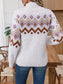 Geometric Mock Neck Long Sleeve Sweater nicholesgifts