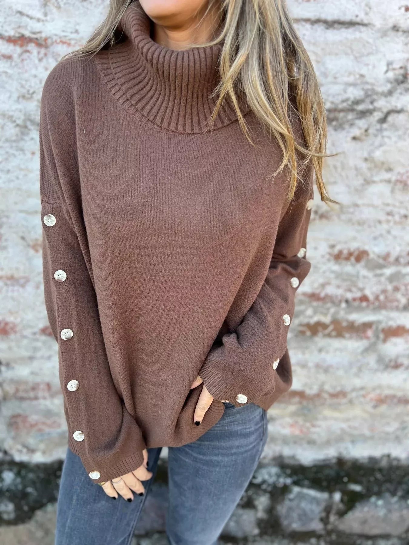 Full Size Turtleneck Long Sleeve Sweater Plus Size