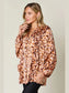 Double Take Full Size Printed Ruffle Trim Balloon Sleeve Shirt nicholesgifts