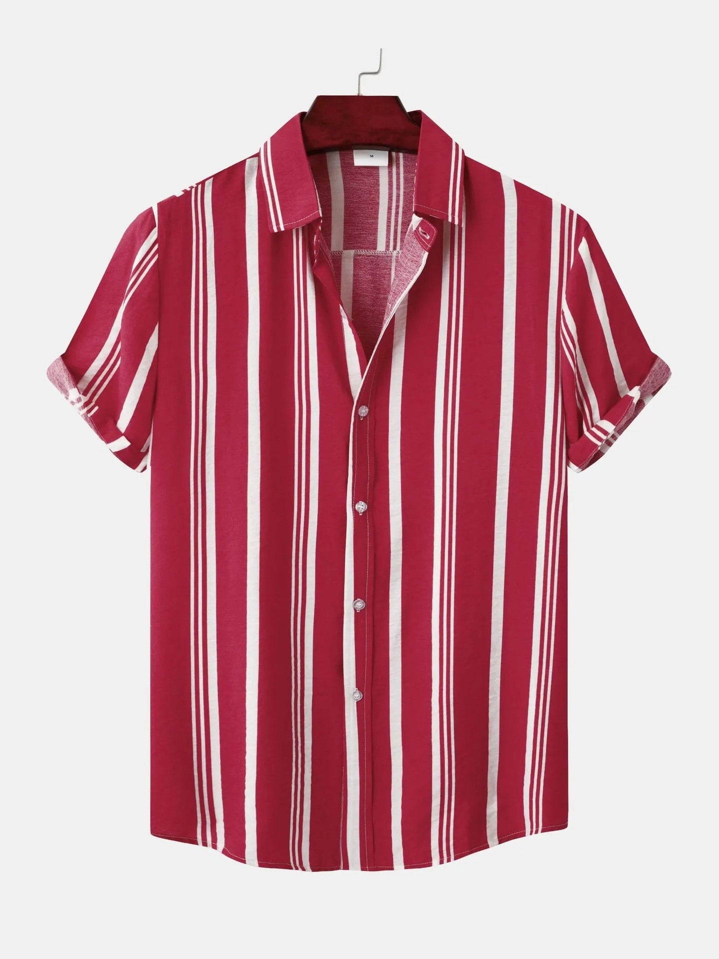 Men's Plus Size Striped Short Sleeve Button-Down Shirt NicholesGifts