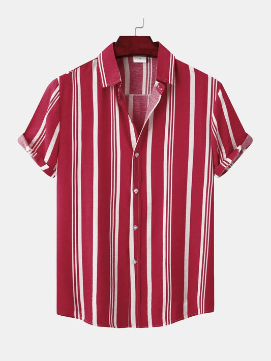 Men's Plus Size Striped Short Sleeve Button-Down Shirt NicholesGifts