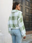 Women Plaid Dropped Shoulder Buttoned Jacket nicholesgifts