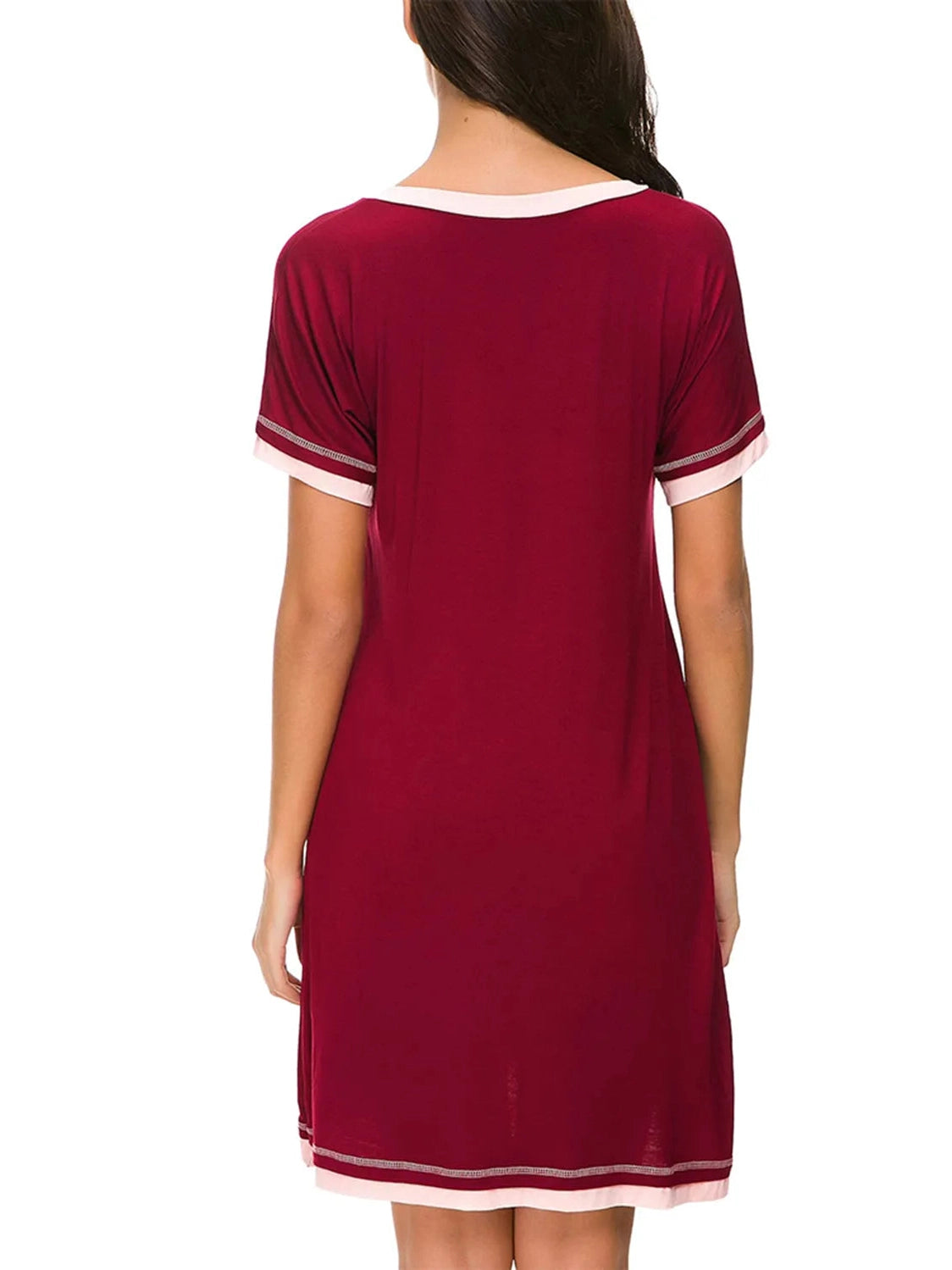 Contrast Trim Short Sleeve Lounge Dress nicholesgifts