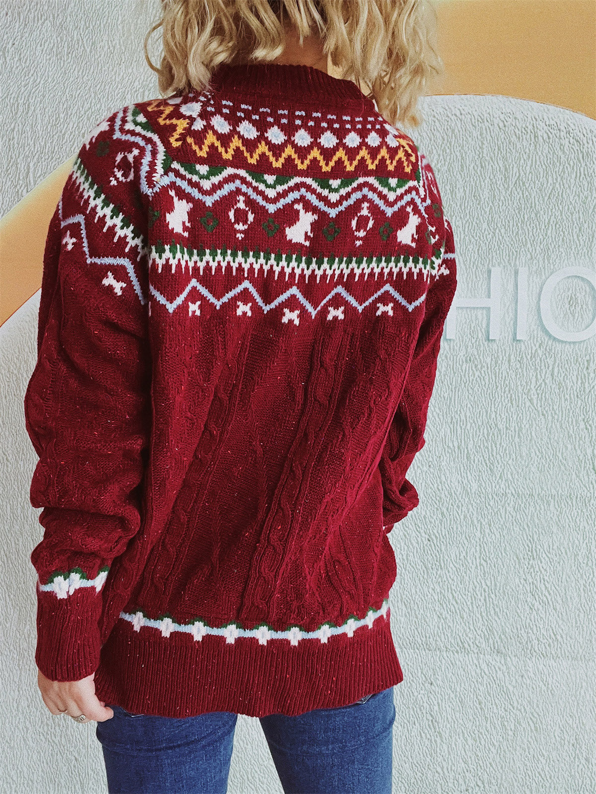 NicholesGifts Women Cable-Knit Mock Neck Long Sleeve Sweater NicholesGifts