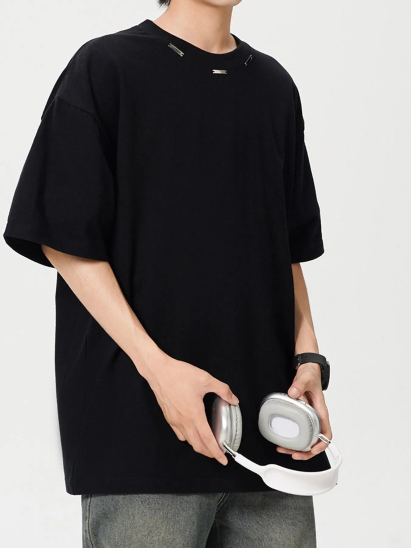 Men's Plus Size Oversized Crew Neck Short Sleeve T-Shirt Trendsi