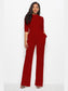 Mock Neck Tie-Waist Half Sleeve Jumpsuit nicholesgifts