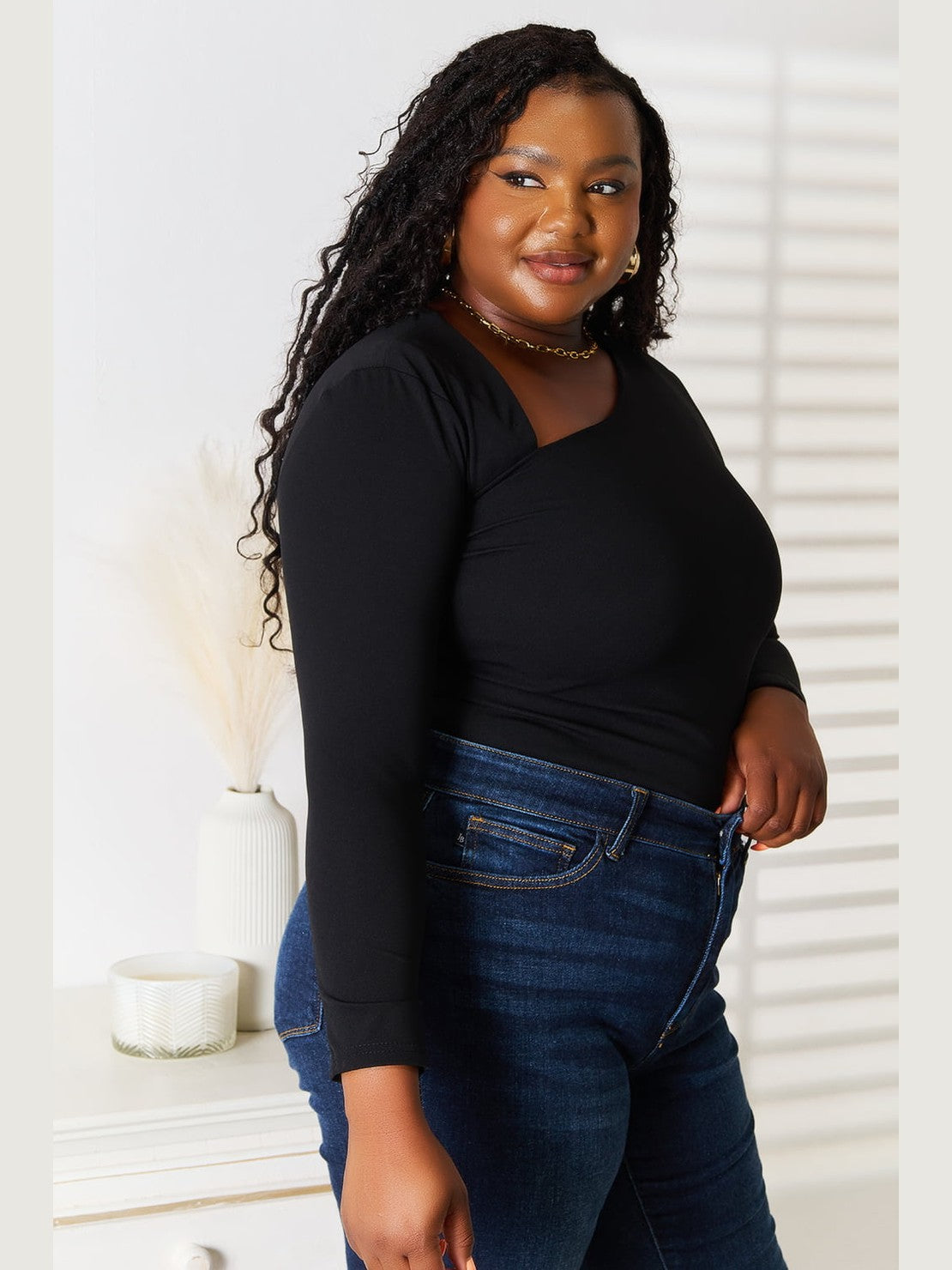 Basic Bae Asymmetrical Neck Long Sleeve Top nicholesgifts