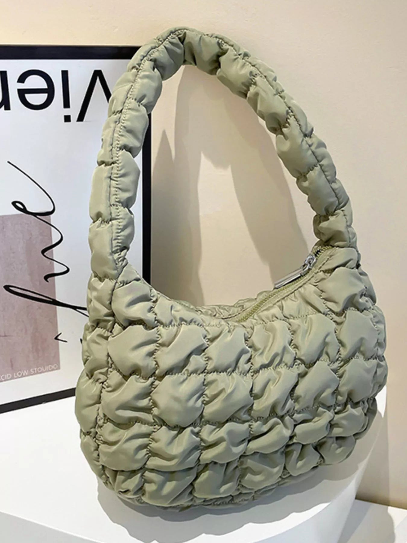 Quilted Ruched Shoulder Bag nicholesgifts