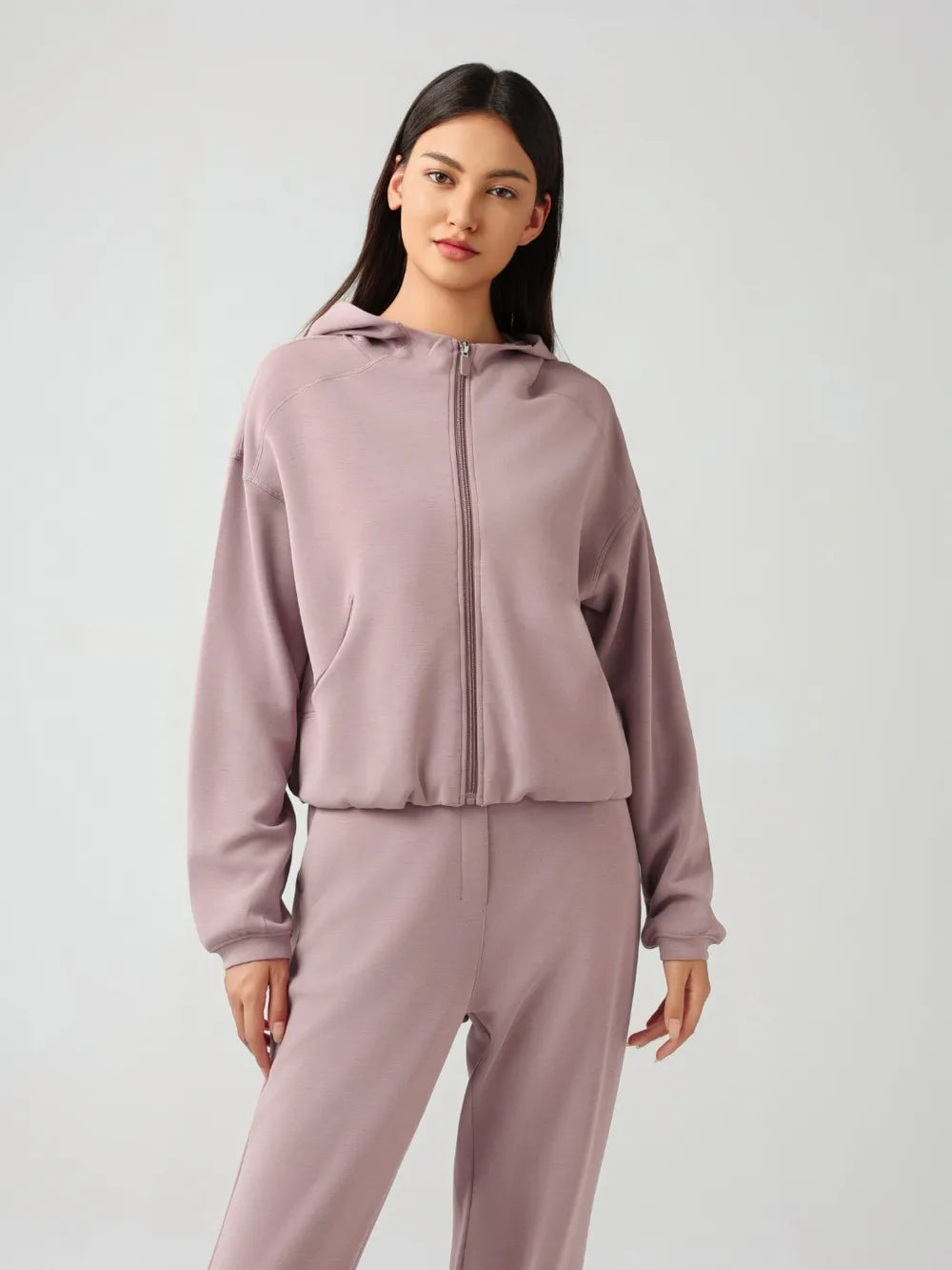 Millennia Zip Up Dropped Shouder Active Hooded nicholesgifts