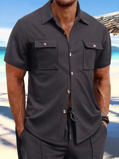 Men's Full Size Button Down Short Sleeve Shirt Plus Size nicholesgifts