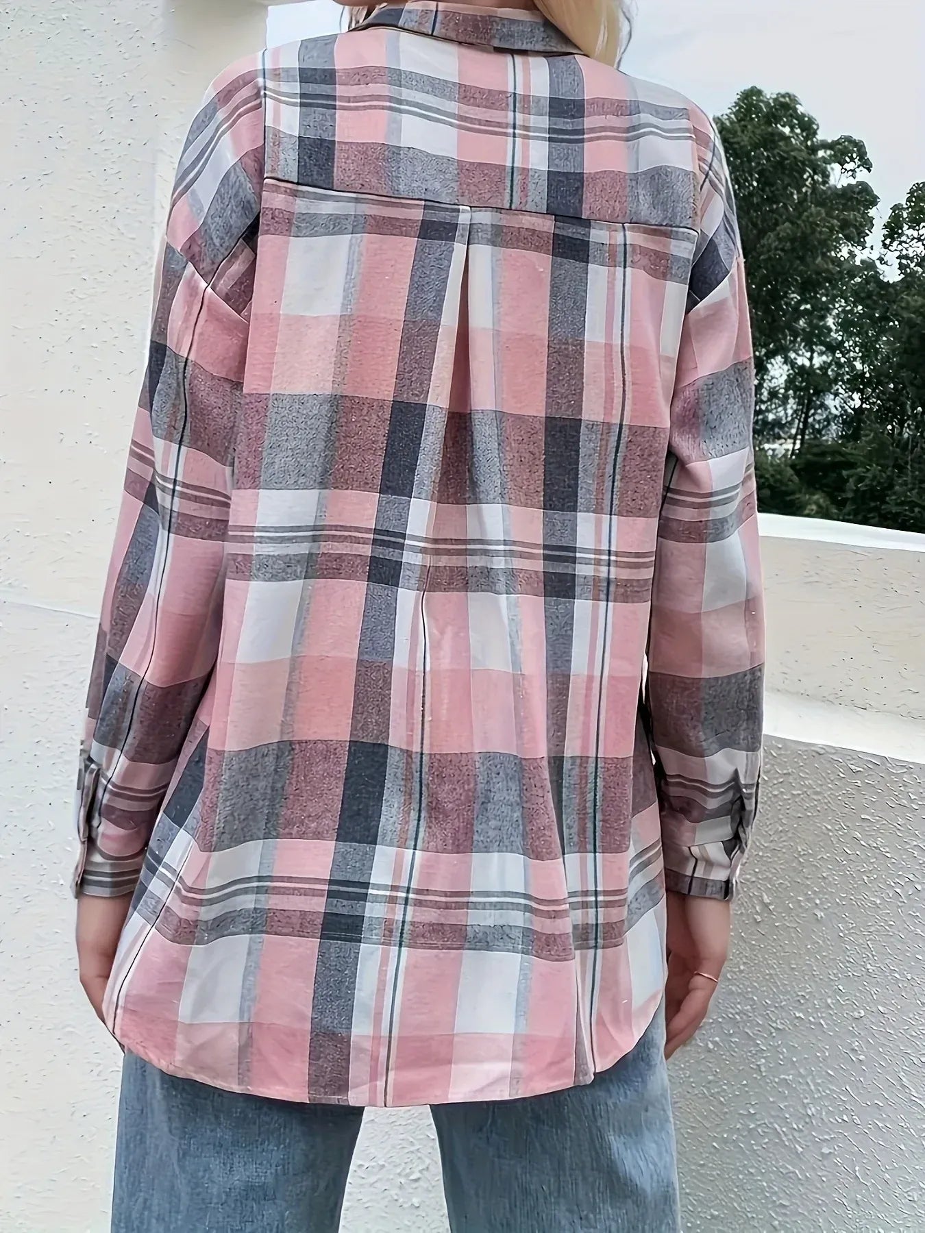 Plaid Button Up Long Sleeve Shirt Trendsi