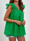 Women Ruched V-Neck Cap Sleeve Blouse nicholesgifts