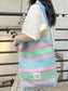 Striped Woven Shoulder Bag with Adjustable Strap nicholesgifts
