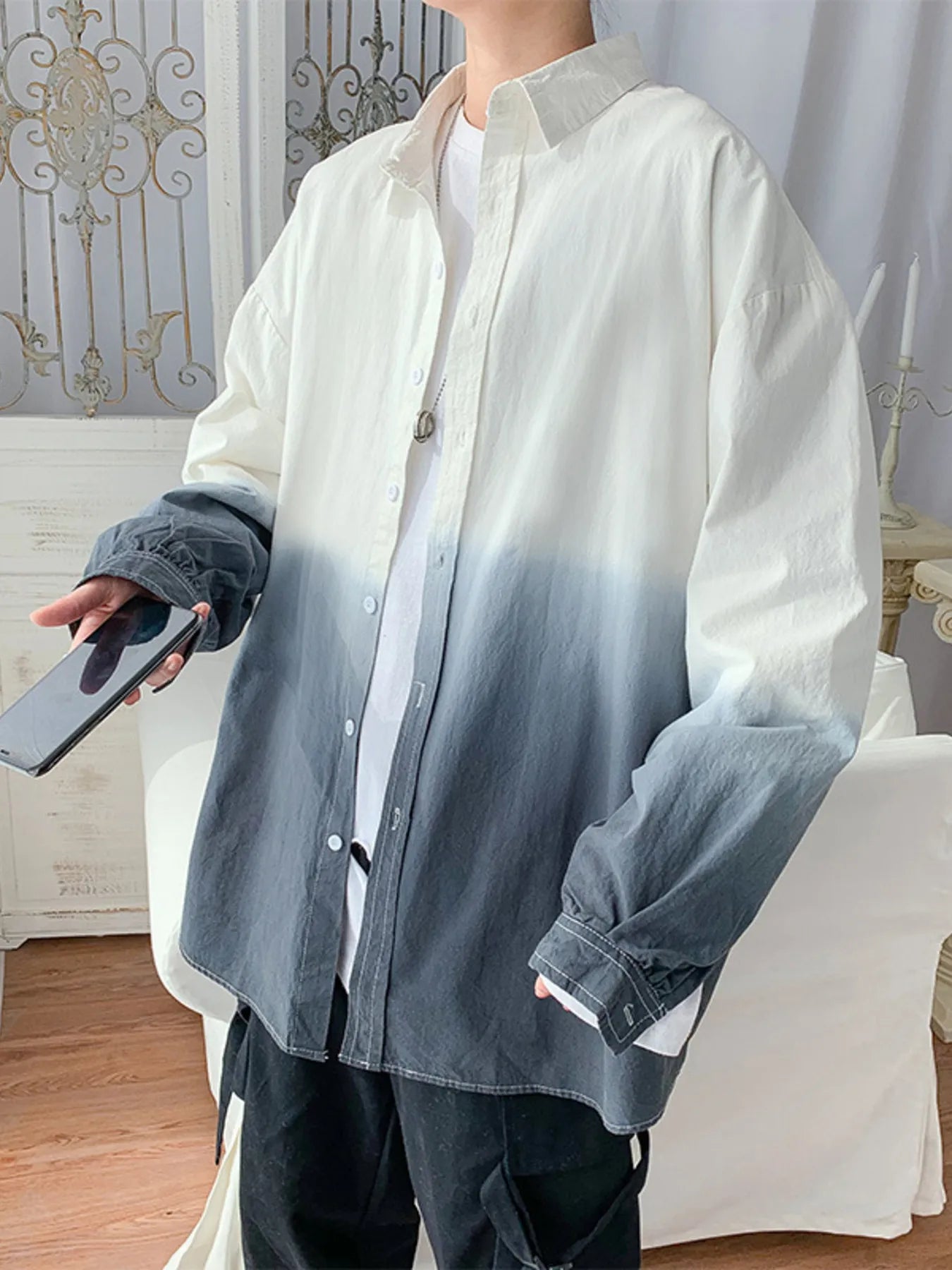 Men's Gradient Long Sleeve Shirt NicholesGifts