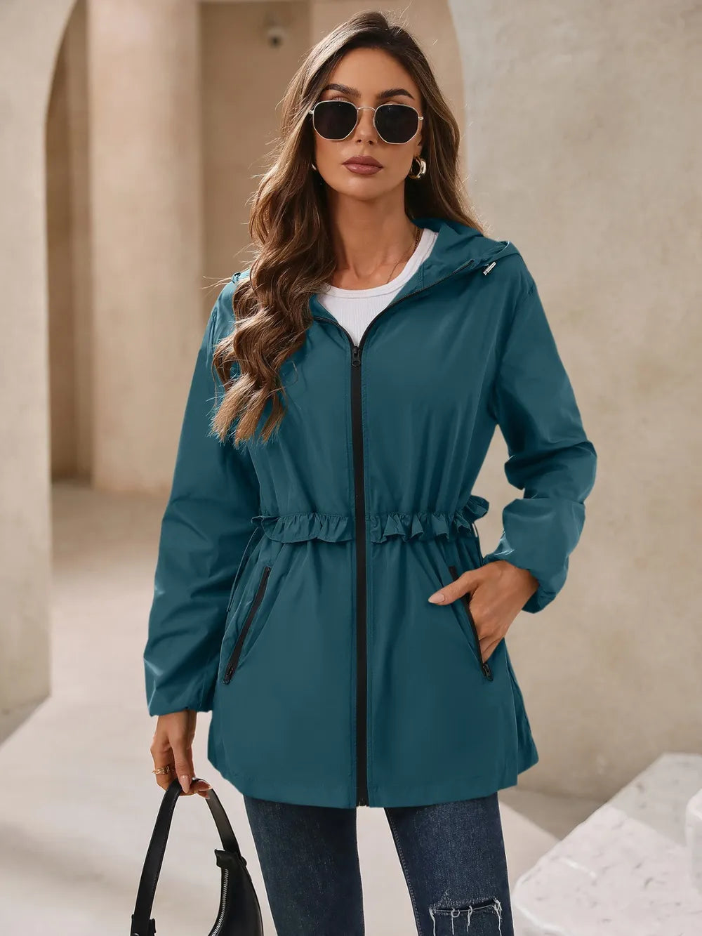 Ivy Lane Outdoor Waterproof Long Sleeve Hooded Windbreaker nicholesgifts
