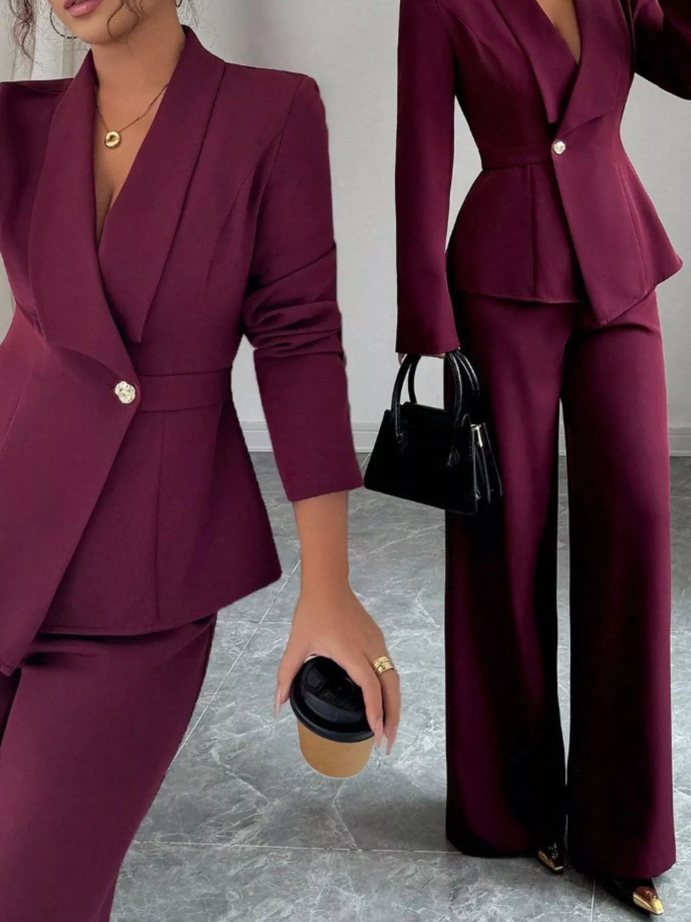 One Button Blazer and Pants Set nicholesgifts