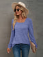 Heathered Square Neck Long Sleeve T-Shirt nicholesgifts