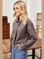 Button Up Collared Neck Jacket nicholesgifts