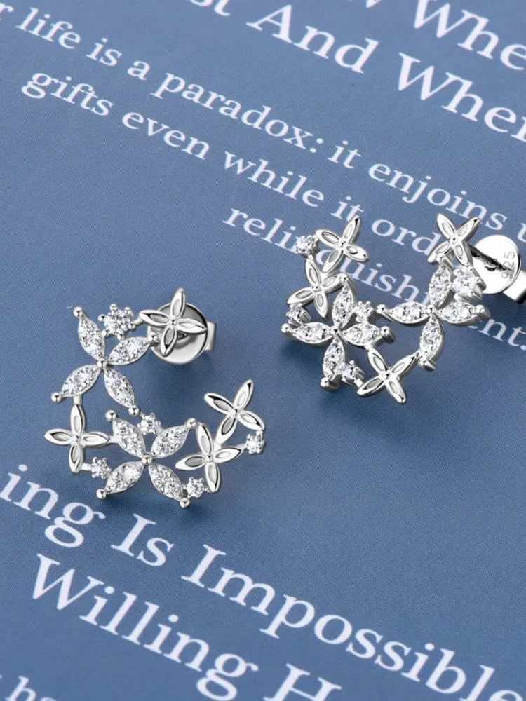 925 Sterling Silver Moissanite Lucky Clover Earrings Trendsi