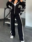 Full Size Contrast Stripe Zip Up Jacket and Pants Set Plus Size nicholesgifts