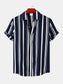 Men's Plus Size Striped Short Sleeve Button-Down Shirt nicholesgifts
