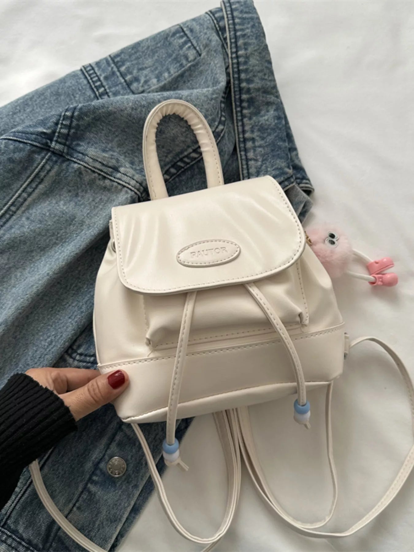 Mini Leather Drawstring Backpack Bag nicholesgifts