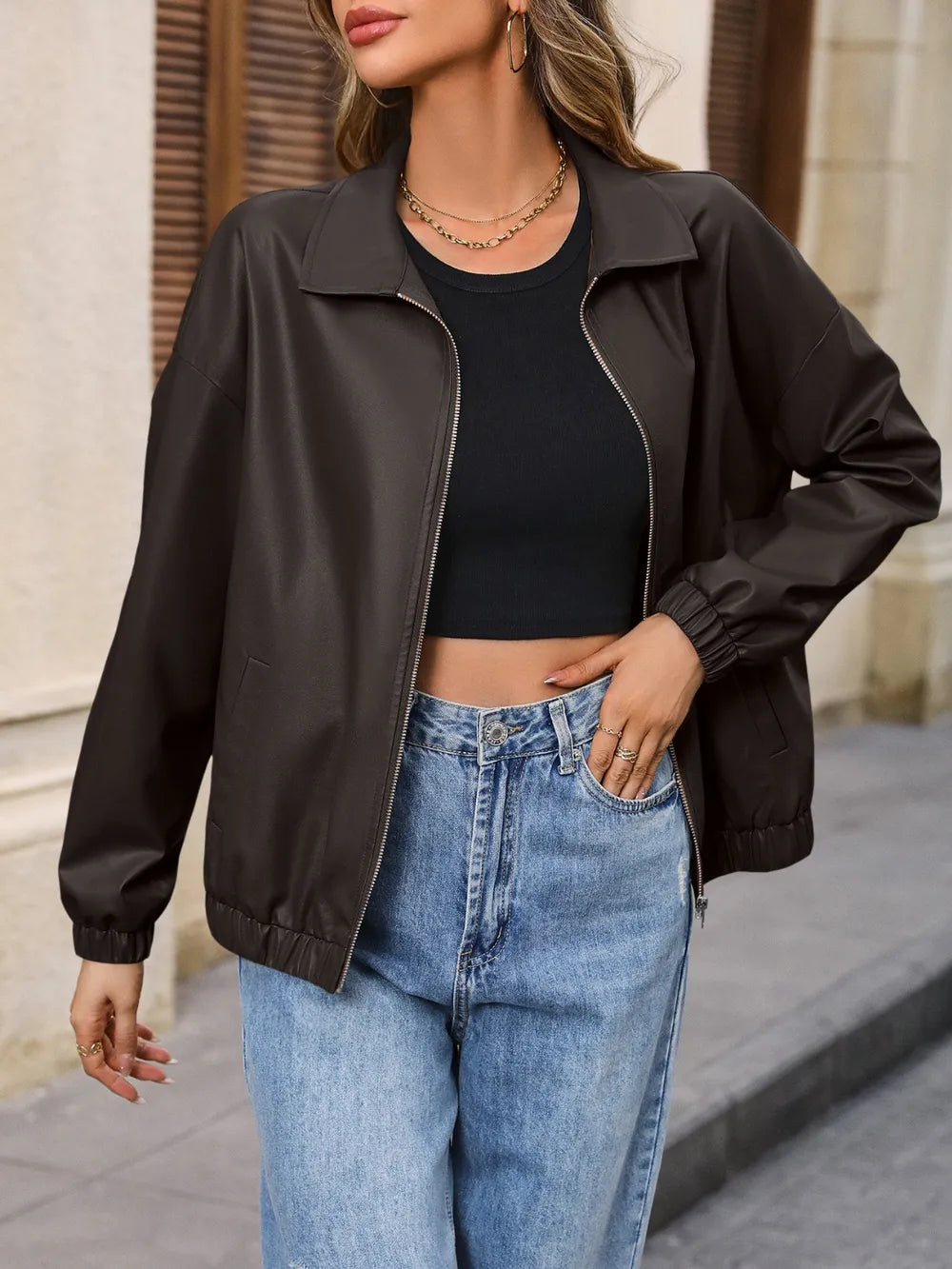 Ivy Lane Zip Up Dropped Shoulder Jacket nicholesgifts