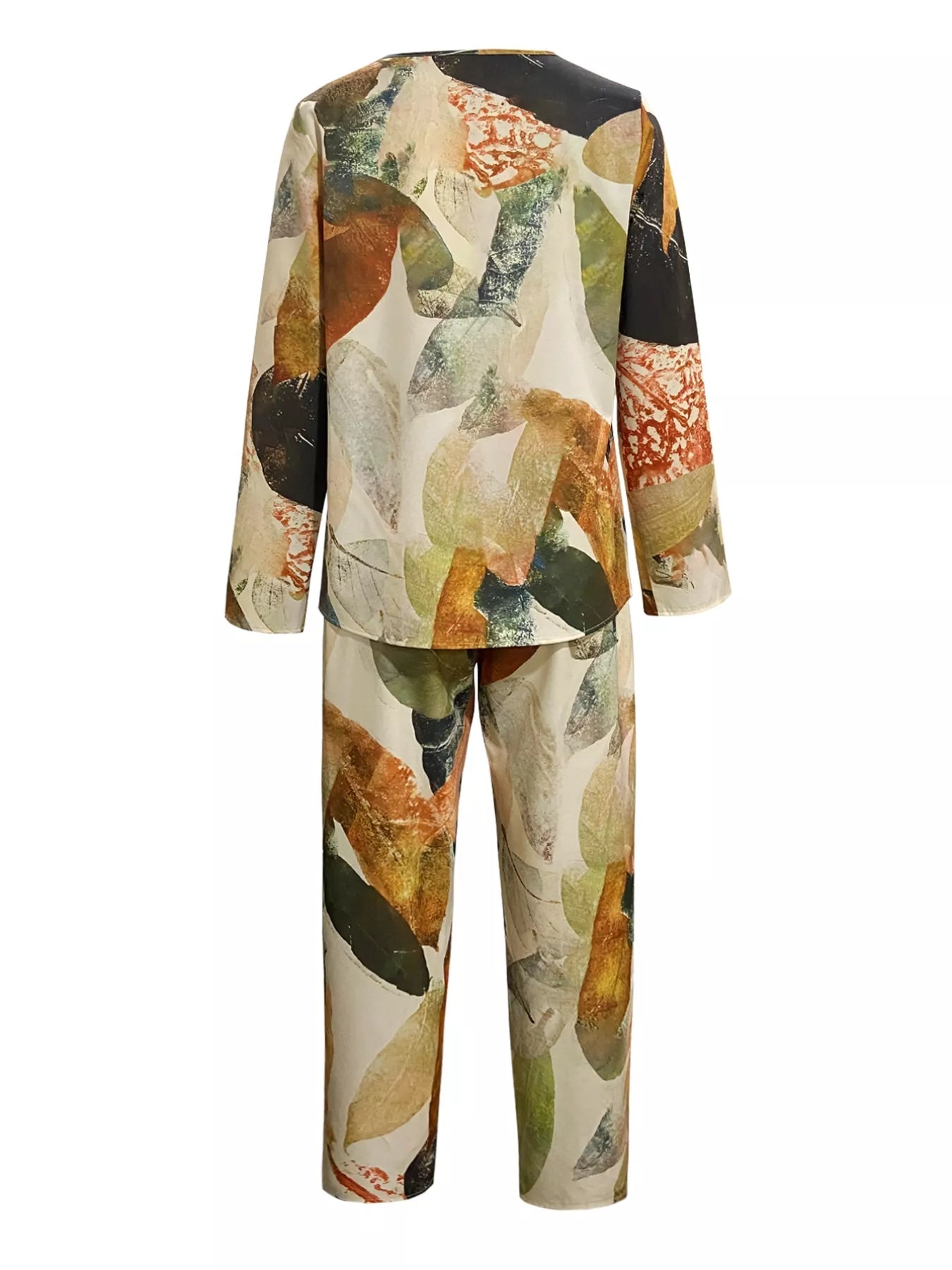 Printed Round Neck Long Sleeve Top and Pants Set NicholesGifts