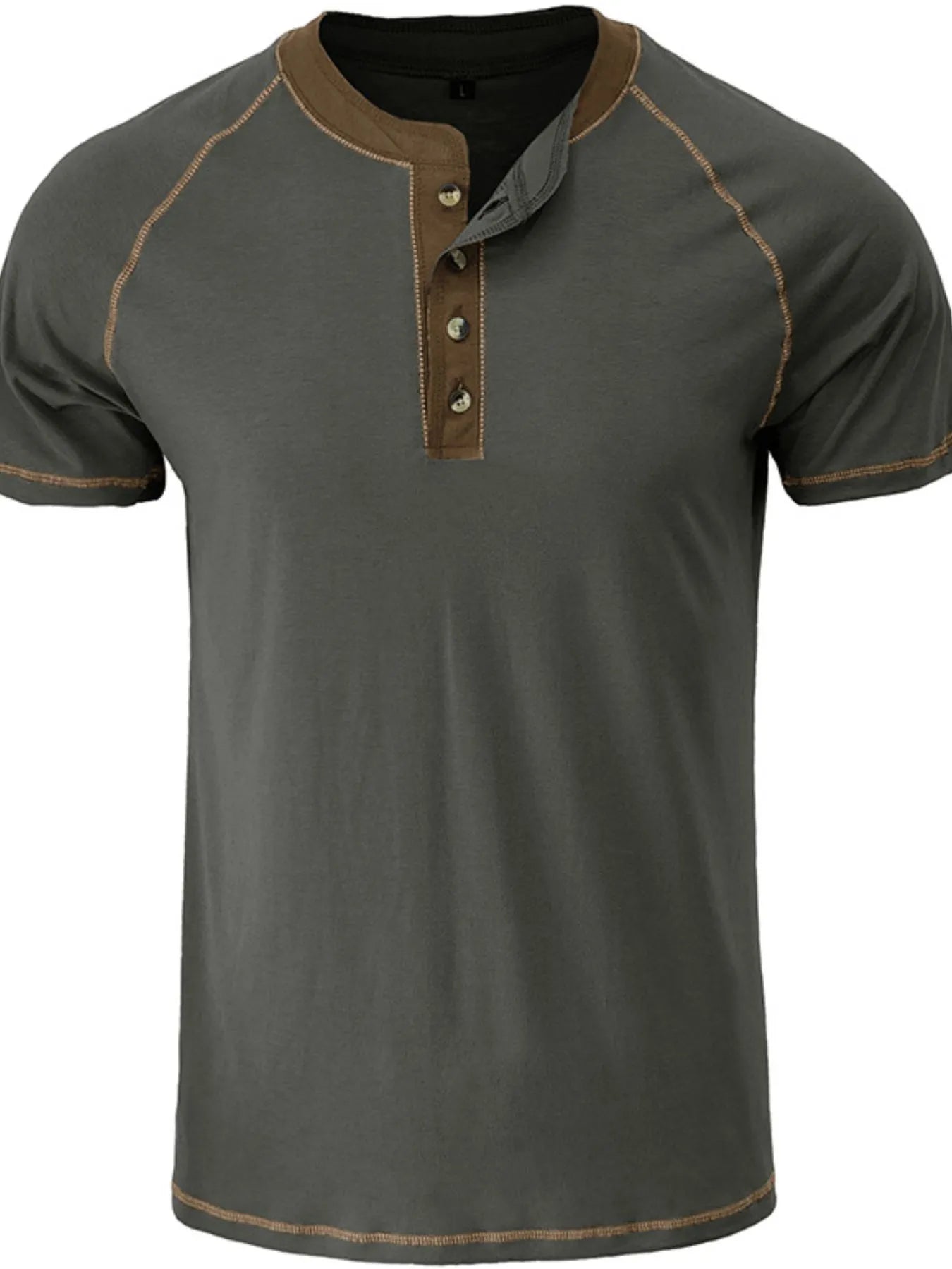 Men's Contrast Trim Henley Polo Shirt NicholesGifts